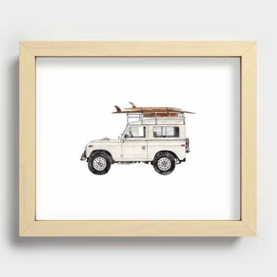 Surf vintage truck watercolor illustration