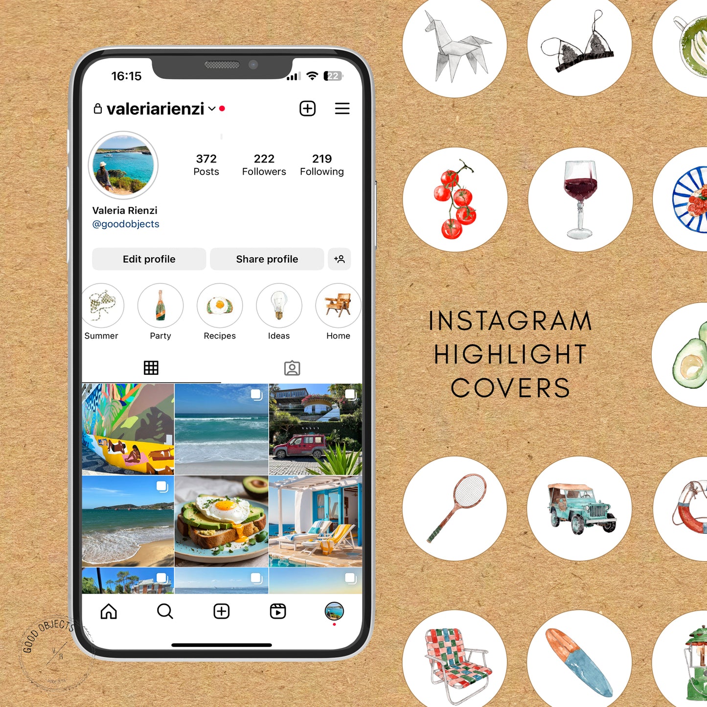 aesthetic watercolor icons for instagram