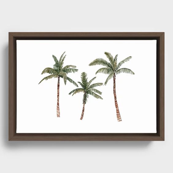 Vintage Palm Trees Framed Canvas