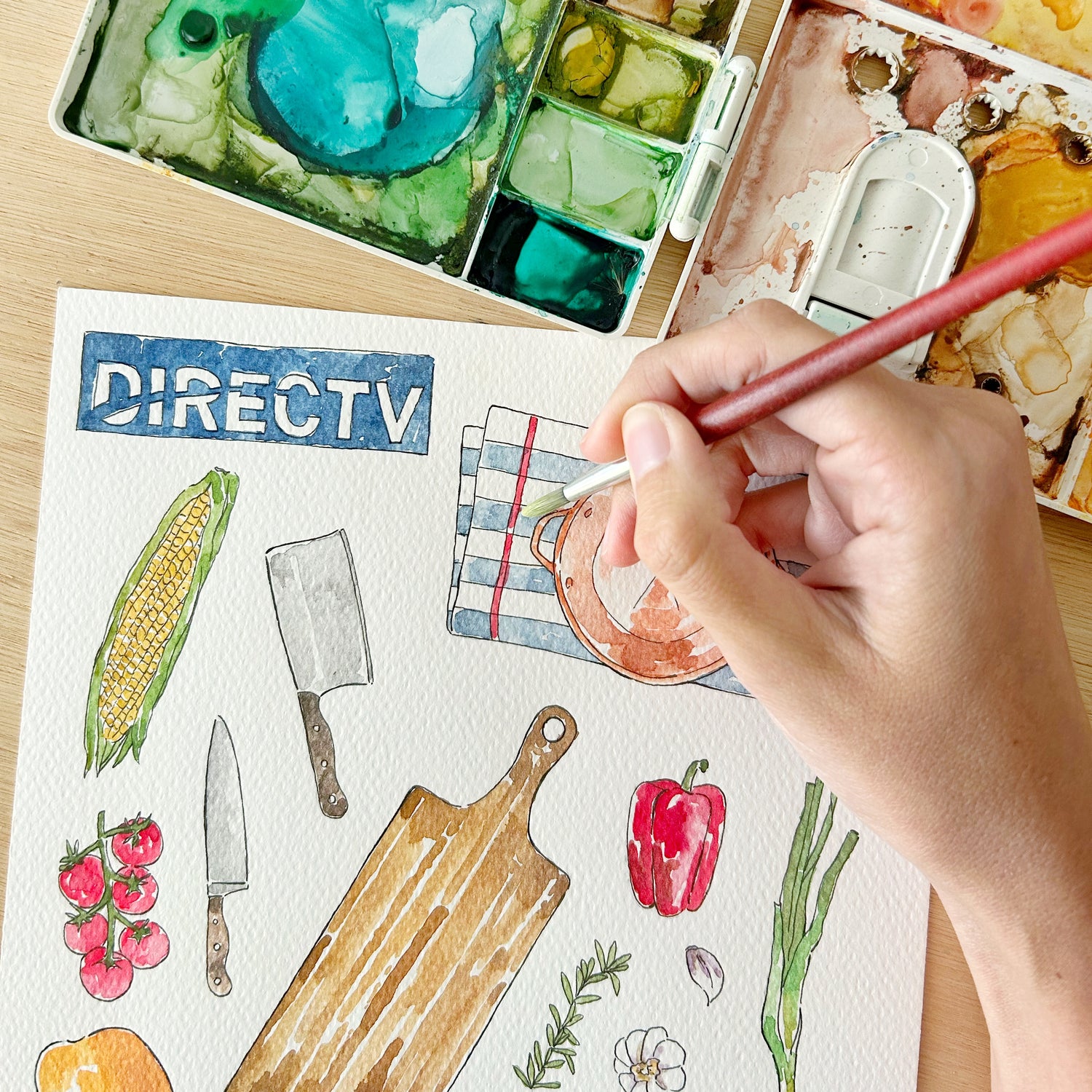 watercolor painting vegetables