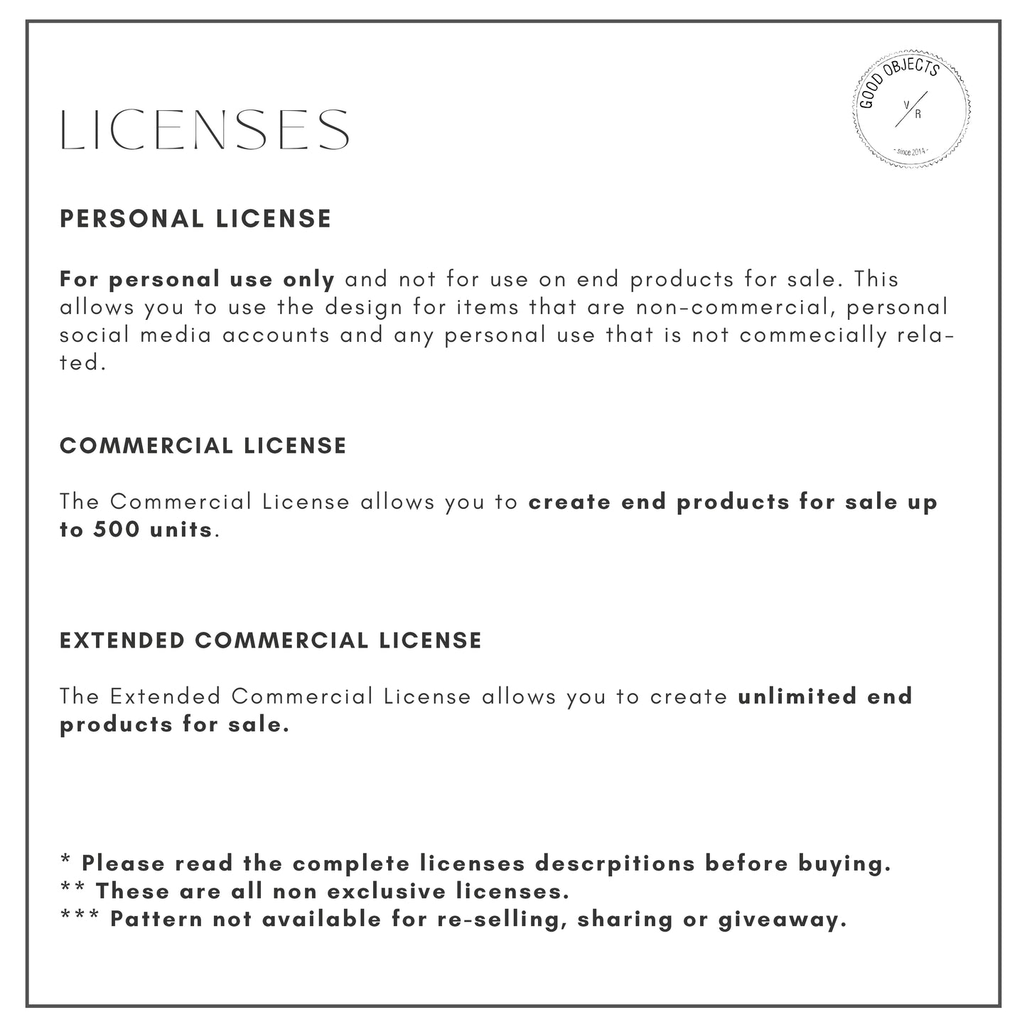 pattern licenses