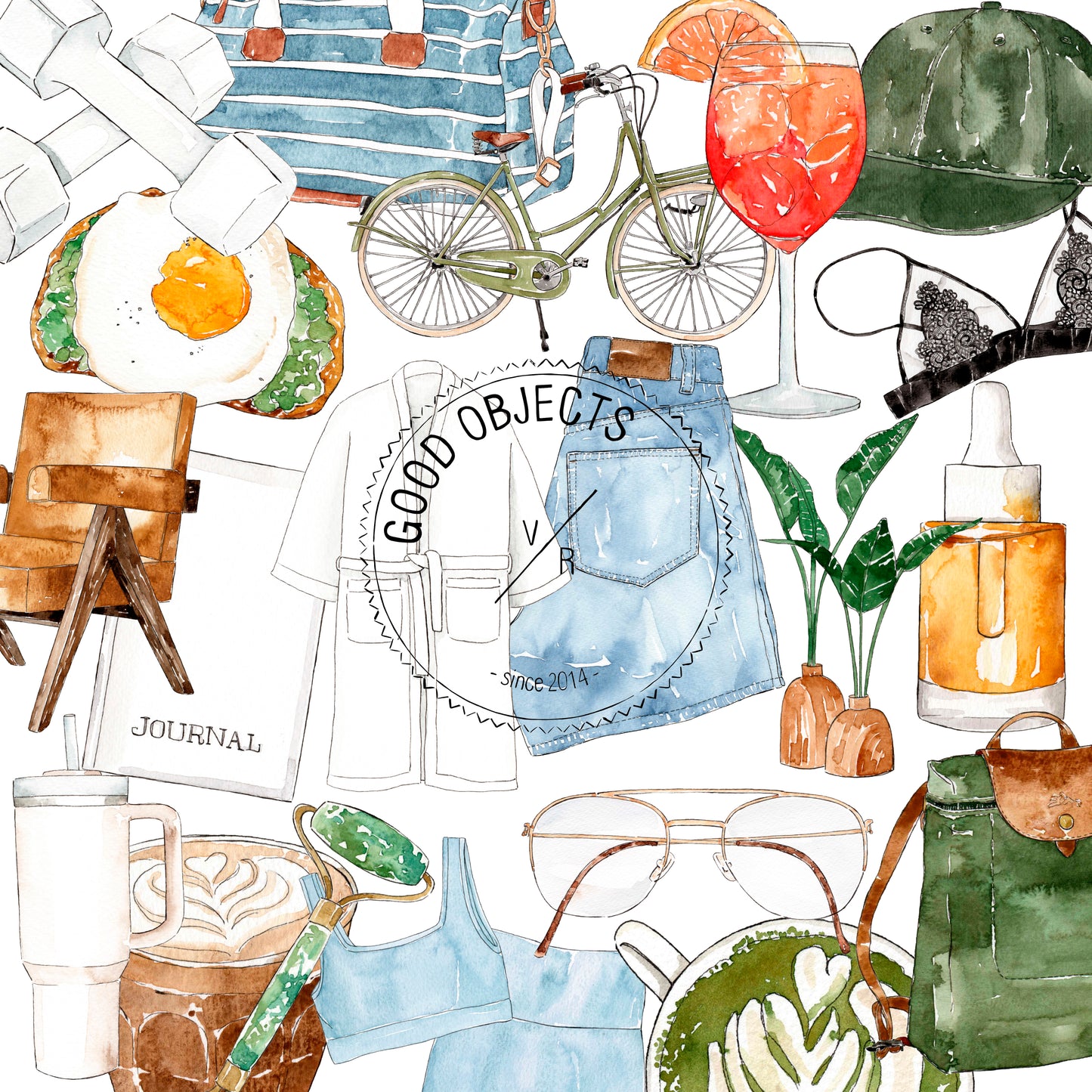 watercolor illustrations transparent background for planners