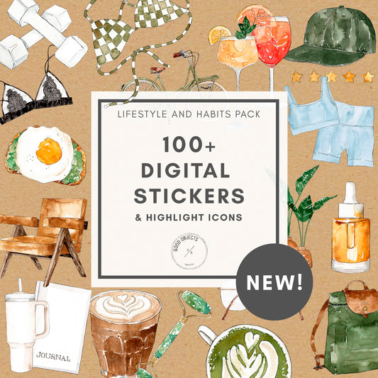 watercolor digital stickers for planners