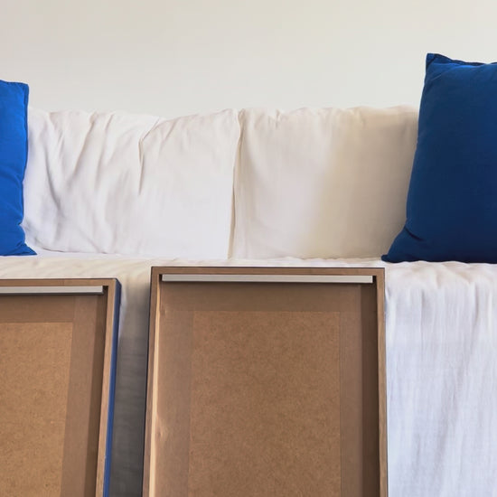 reveal blue framed art