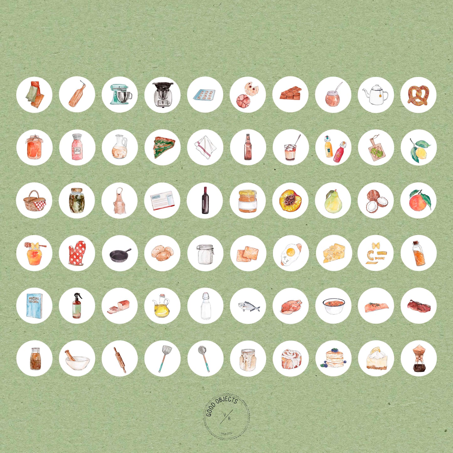 food watercolor icons
